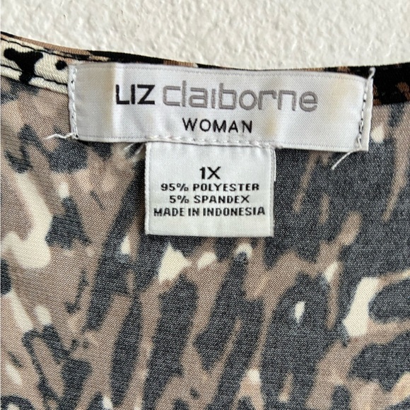 Liz Claiborne Black Brown Leopard Stretch Sleeveless Tunic Sheath Dress Women 1X - Picture 9 of 11